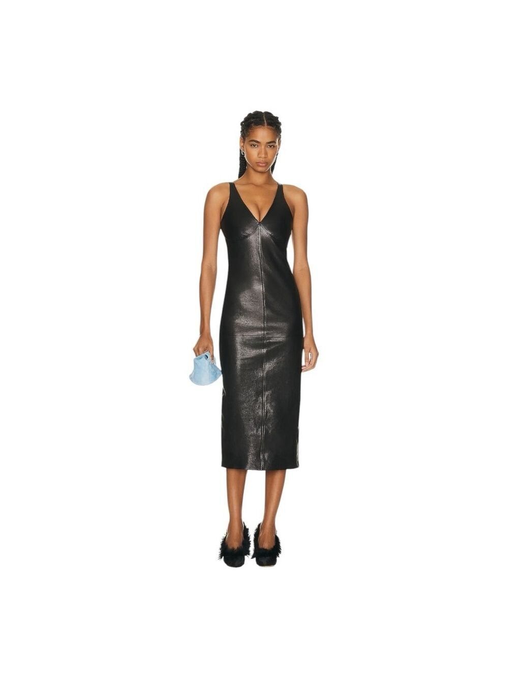 Khaite Ditka Leather Midi Dress Retail $3900 as Worn By Kendall Jenner Size 2